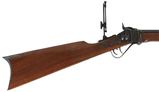 Little Sharps Rifle
caliber .22 Long Rifle, 28" barrel,
Chiappa action, walnut, pewter forend
tang sight, globe front sight, used